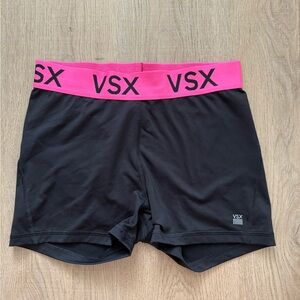 Victoria's Secret Sport Black Biker / Compression Shorts with VSX Pink Waistband
